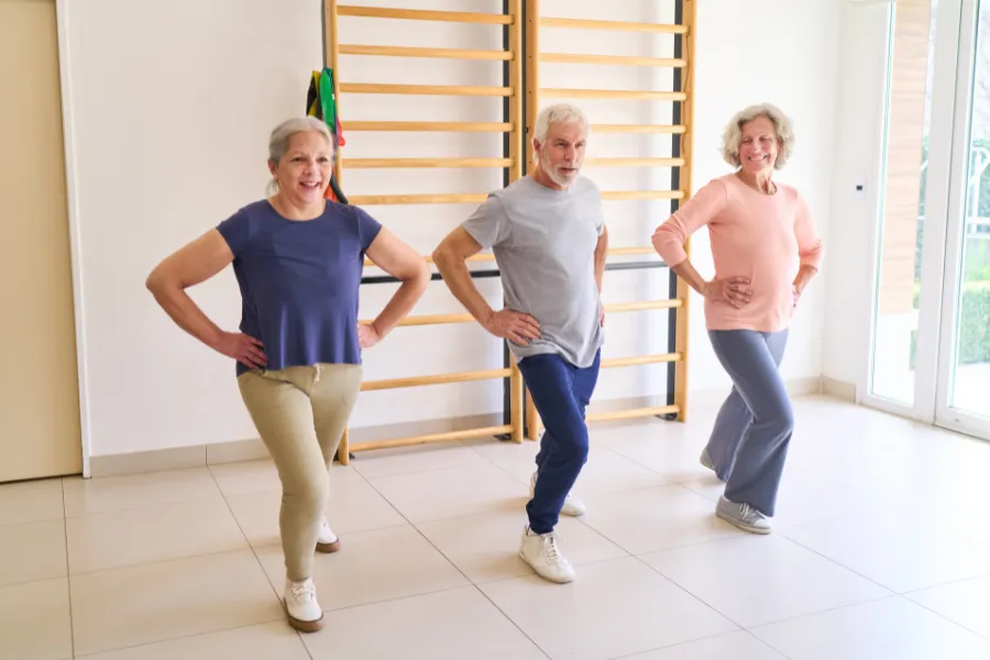 Woman doing stretches in studio