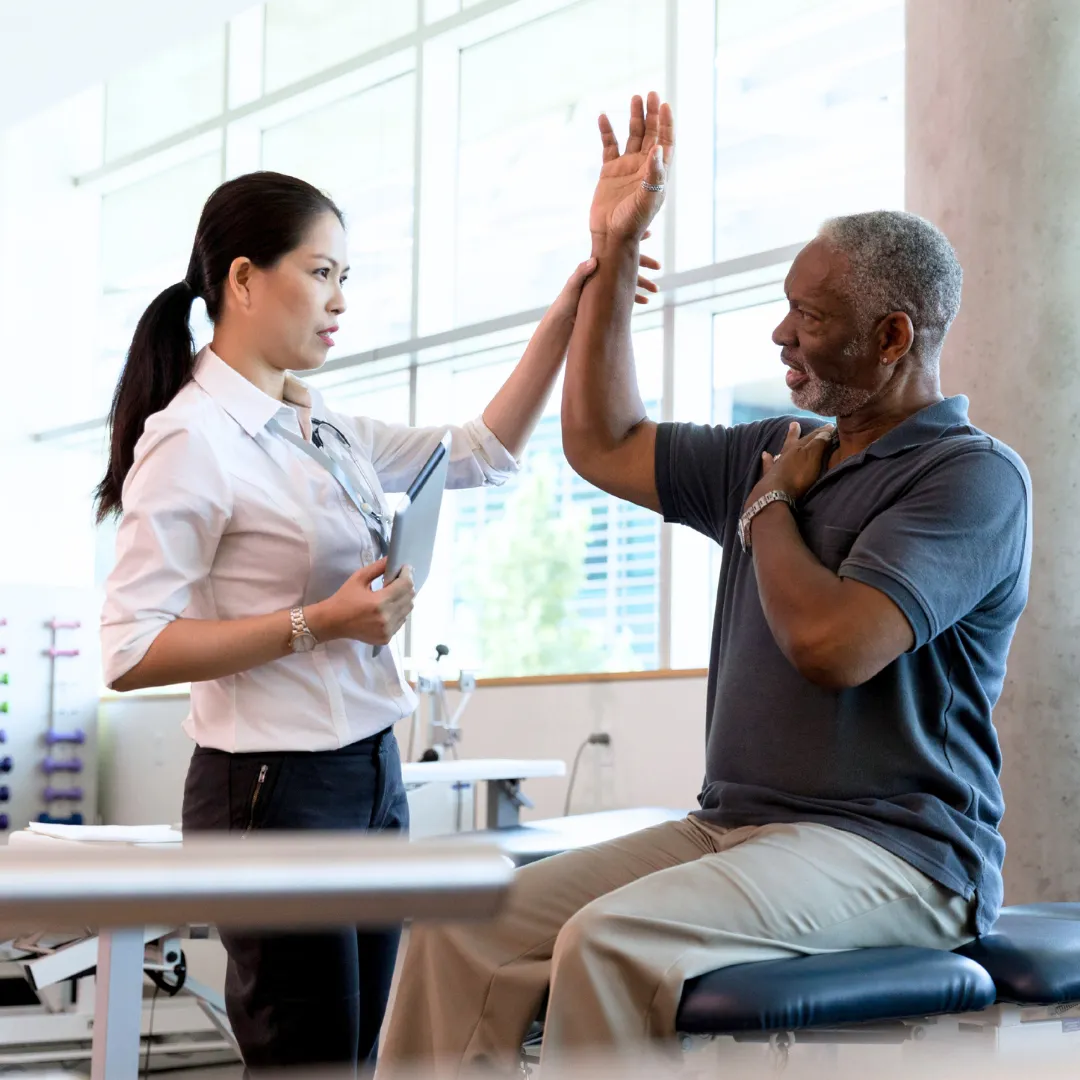 Man raising right hand
