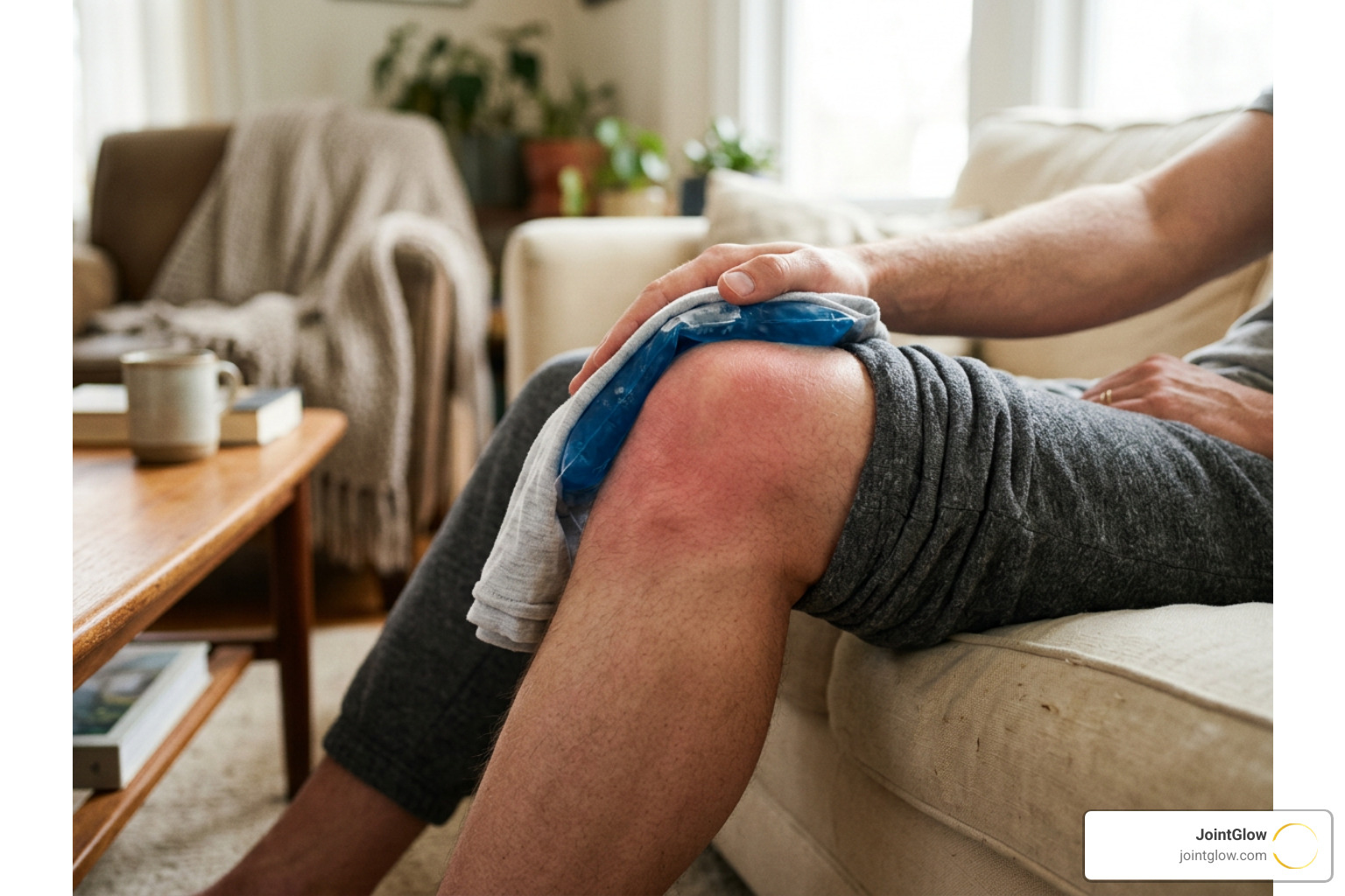 cold therapy application on an inflamed joint